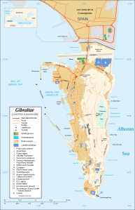 (Above: A map of Gibraltar, nr. Southern Spain)