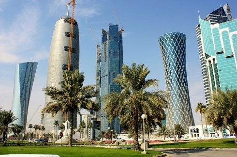 (Above: Doha's skyscrapers punctuate the sky)